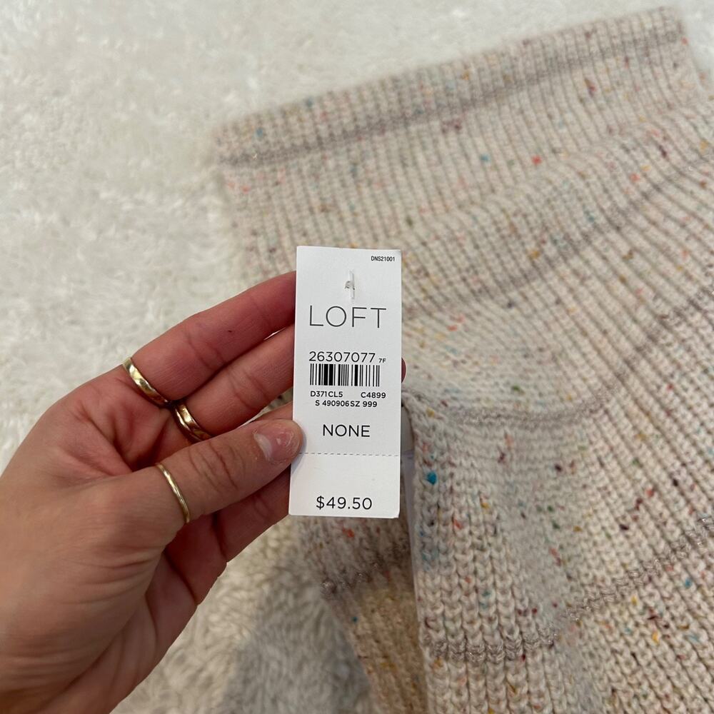 Loft NWT Womens Knit Infinity Cream Multicolor Scarf Clean Softcore Minimalist - Picture 3 of 4